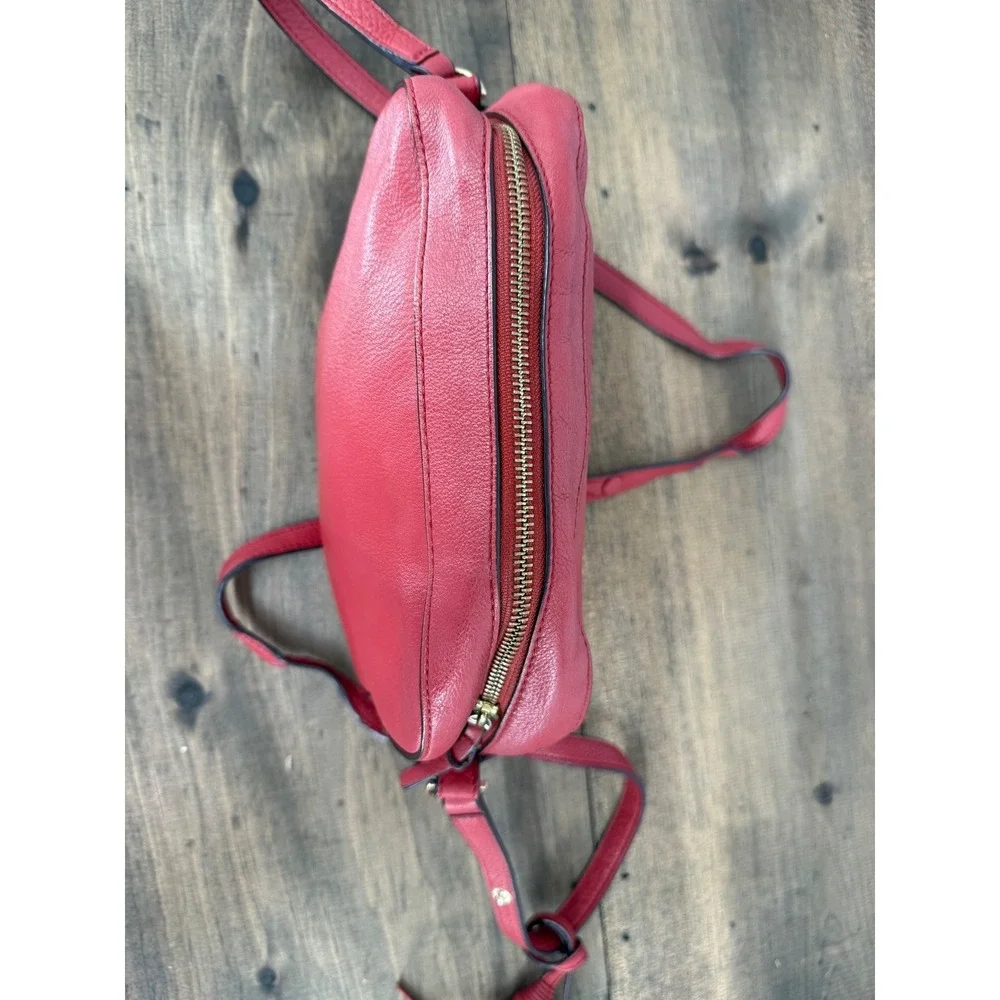 Tory Burch Thea Camera Bag Burgundy Red Pebbled‎ Leather Crossbody Tassel Purse